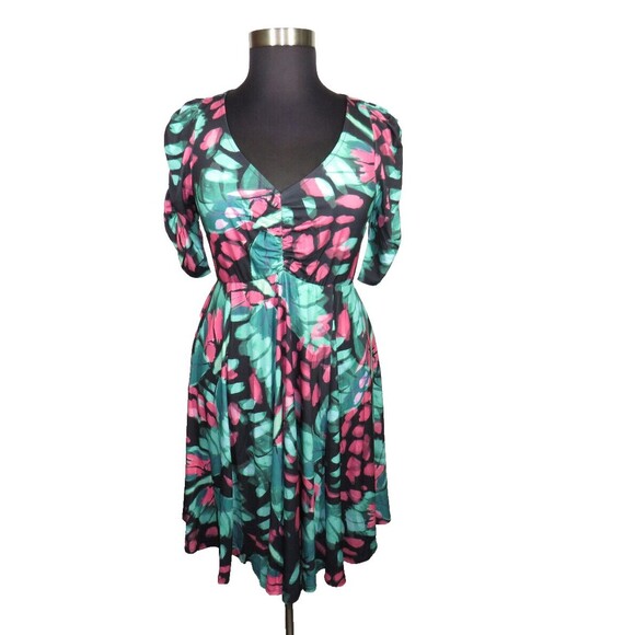 Torrid Studio Knit Cinch Front Butterfly Print Skater Dress -Pockets- Plus 2X - Picture 1 of 9